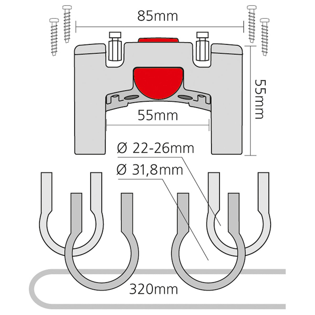 Supporto KLICKFIX per manubrio Ø22-26 mm / 31,8 mm