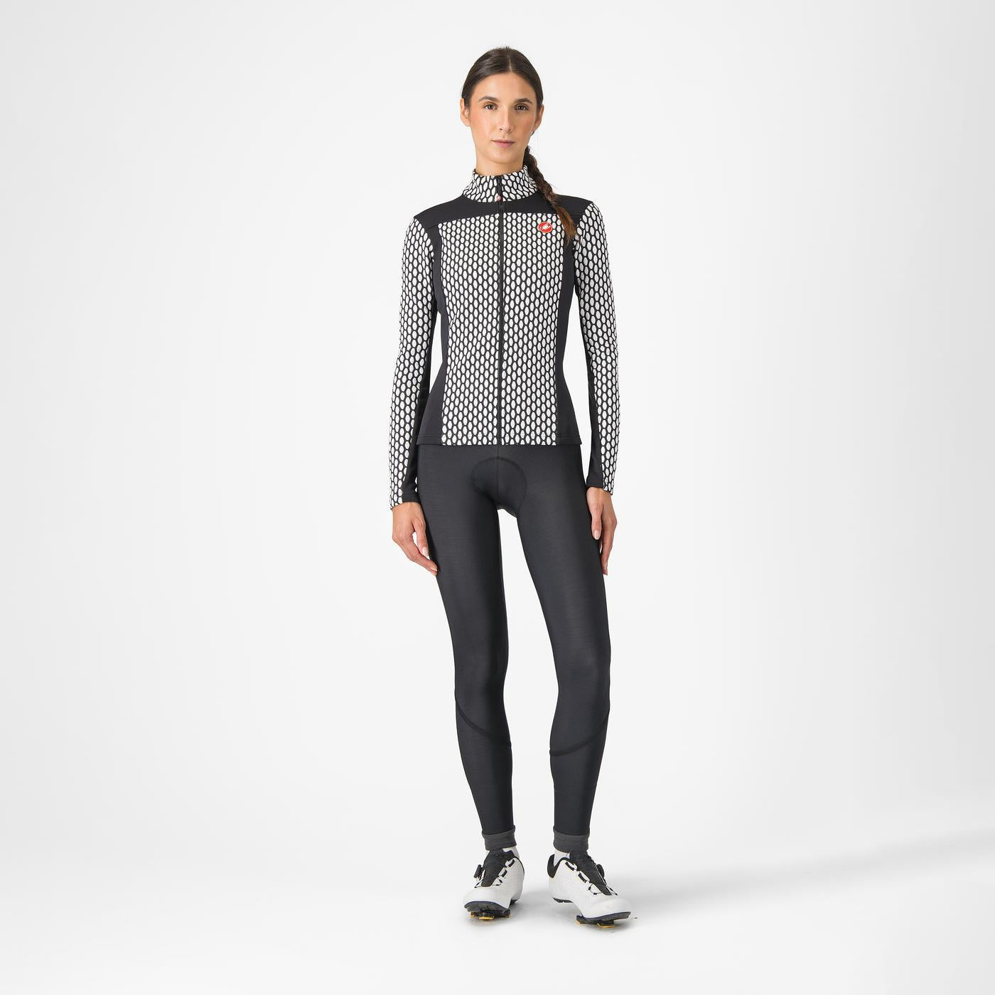Maillot CASTELLI SFIDA 2 Dam Långärmat Svart/Vit