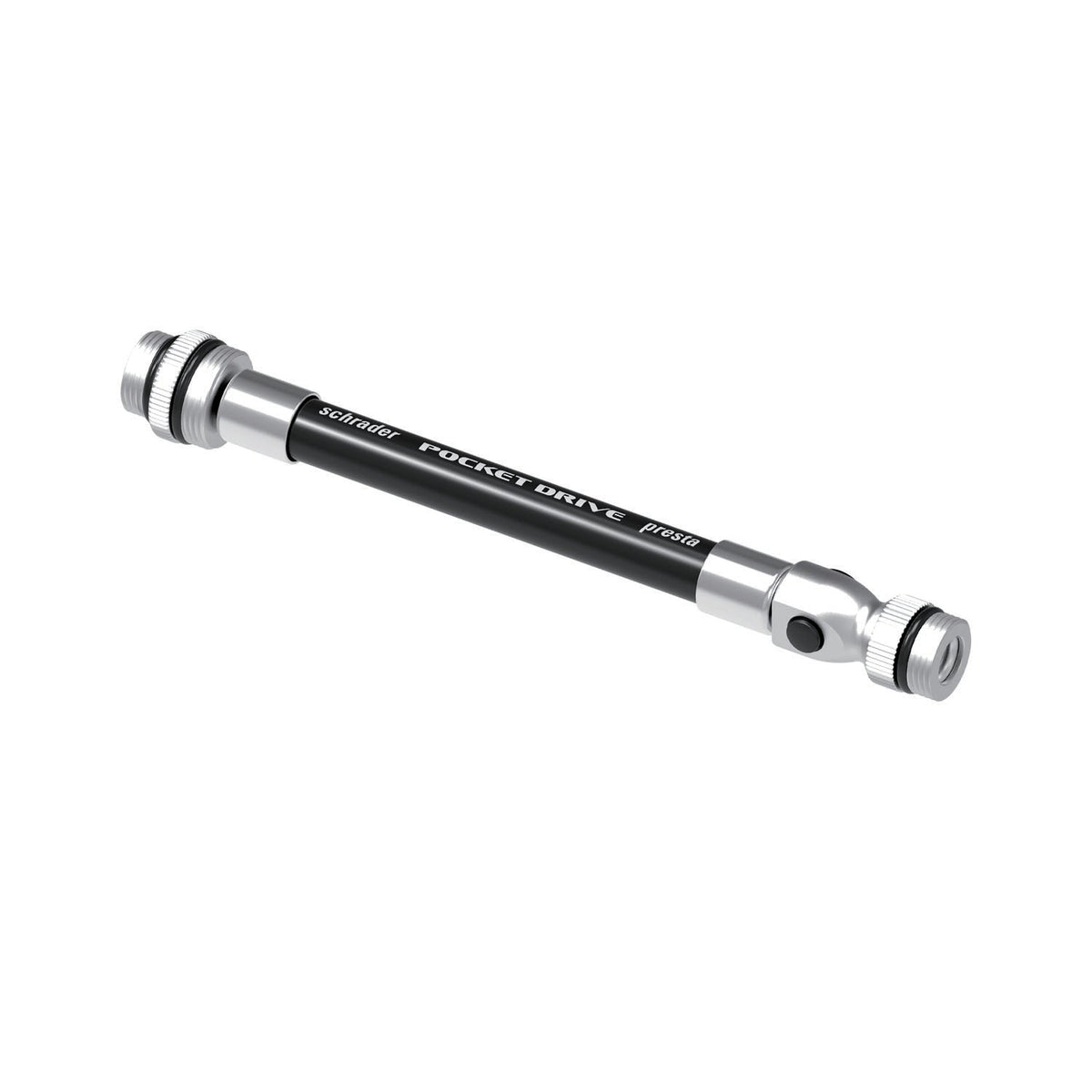 Melna un sudrabota rezerves šļūtene LEZYNE ABS Flex Presta/Schrader Pocket Drive Mini