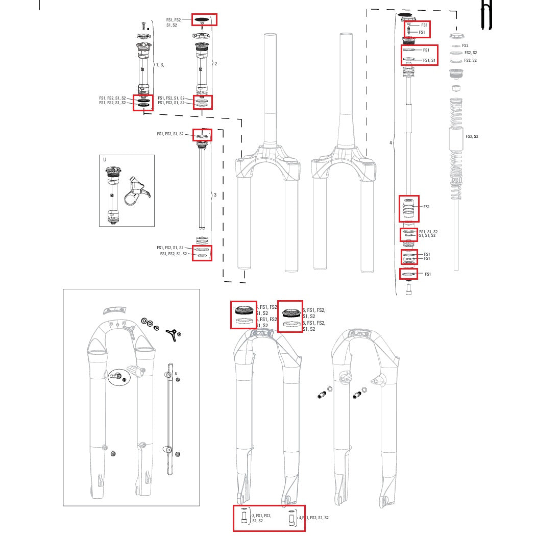 Kit completo de juntas ROCKSHOX SOLO AIR para horquilla #11.4018.056.000