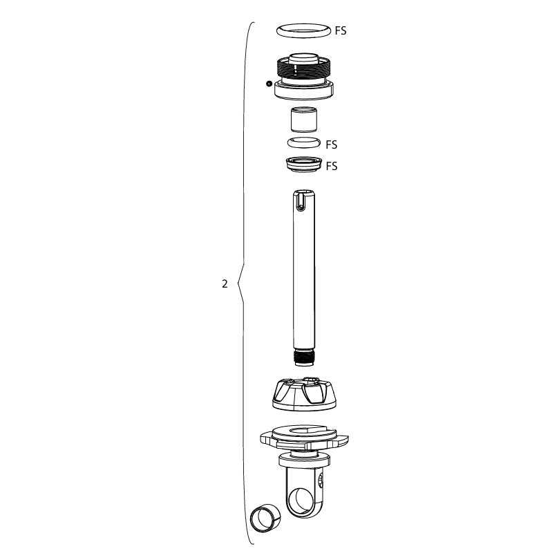 Sklop ušesca/batnice/tesnilne glave ROCKSHOX s 90° nastavitvijo povratnega hoda, 240 × 76 mm, srednja nastavitev, za VIVID #11.4118.021.010