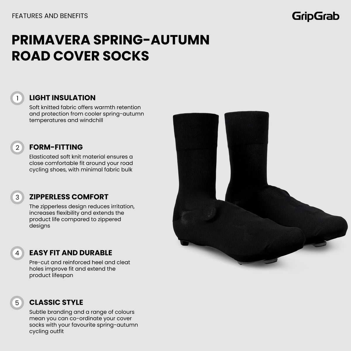 GRIPGRAB PRIMAVERA SPRING AUTUMN ROAD skoovertræk i sort