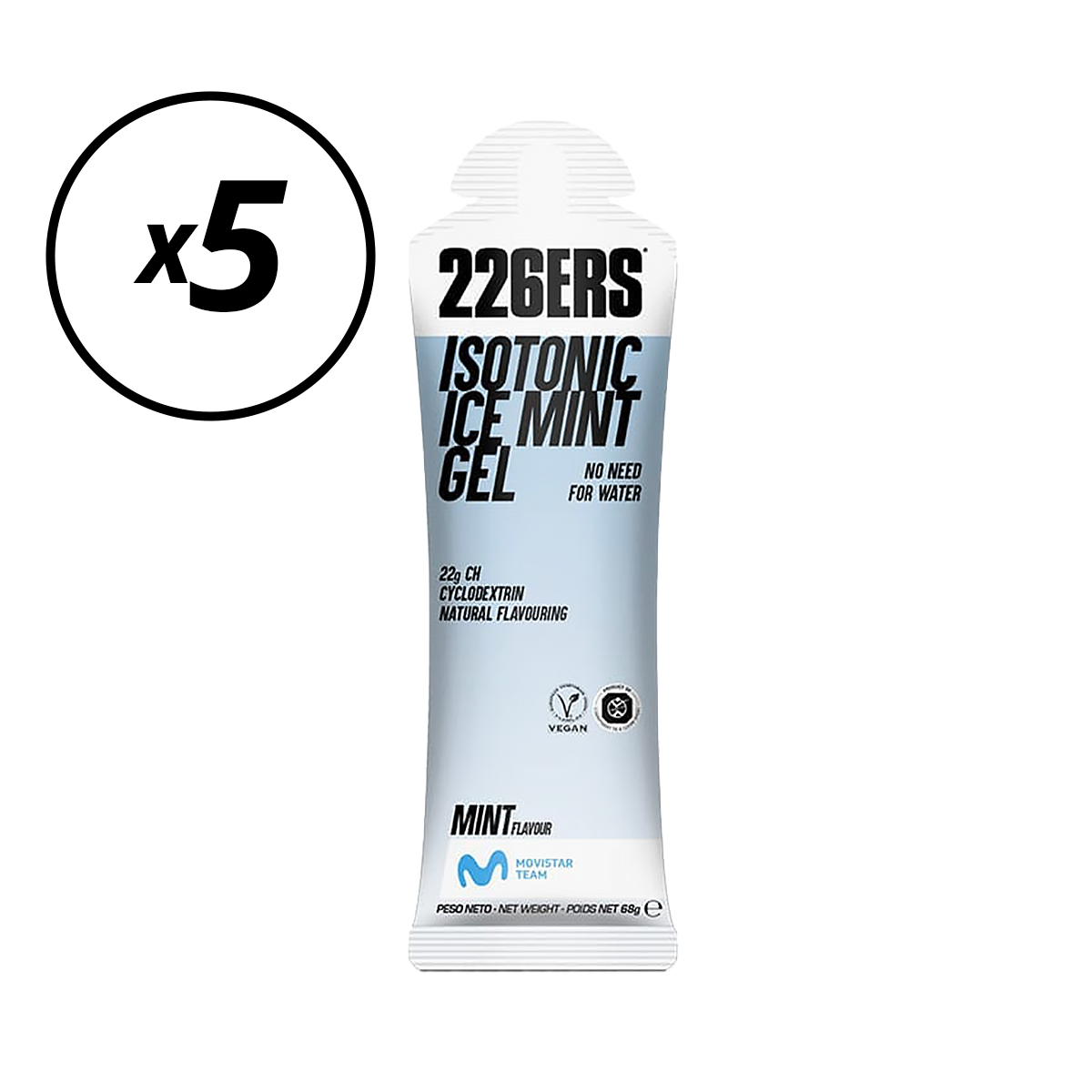 Lote de 5 Géis Energéticos 226ERS ISOTONIC (68G) Menta DLUO Ultrapassada