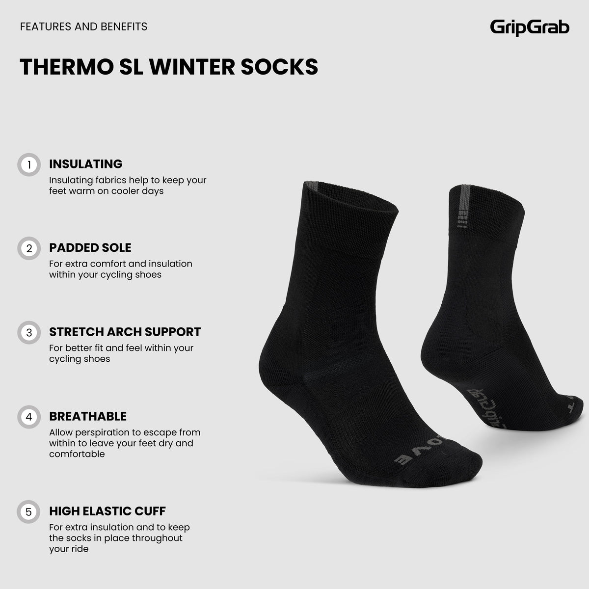 Șosete termice de iarnă GRIPGRAB THERMO SL, bleumarin