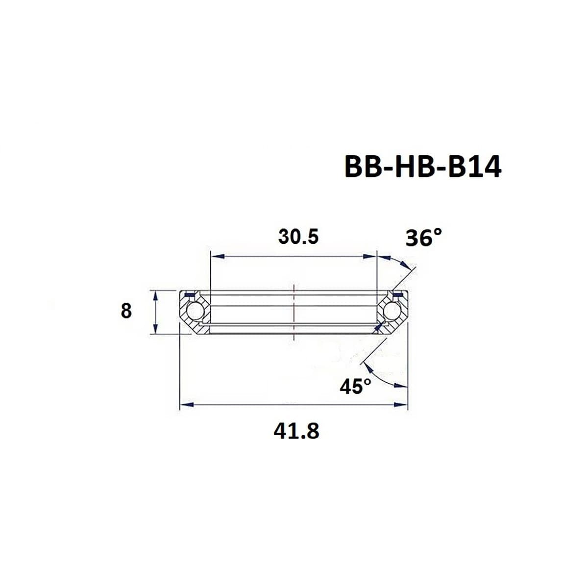 Rolamento de Direção BLACK BEARING B14 1-1/8" 36/45° (30,5 x 41,8 x 8 mm)