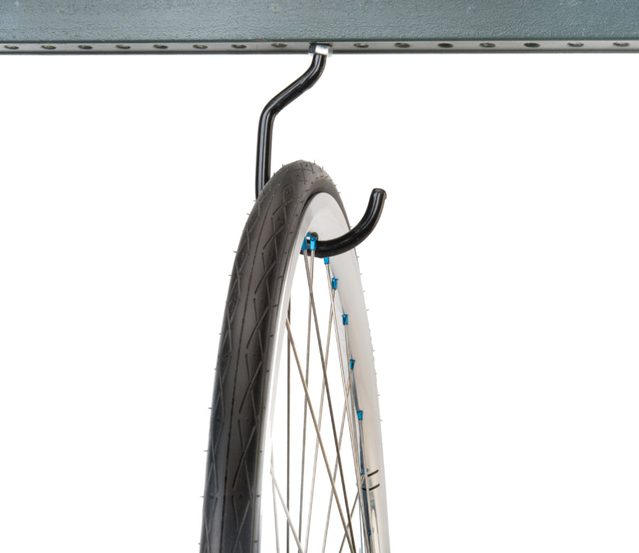 Gemonteerde Park Tool 450 met een racefietswiel eraan