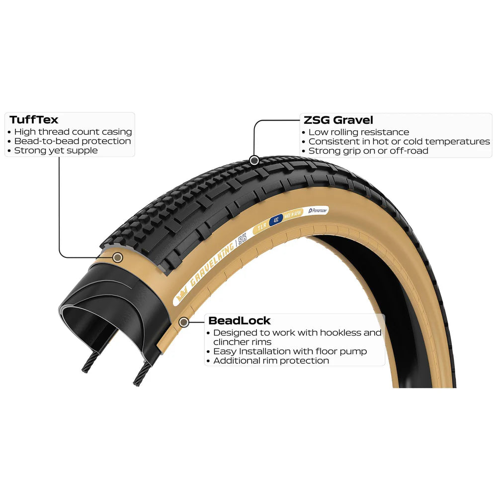 Dæk PANARACER GRAVELKING SK TLC Tubeless Ready Beige