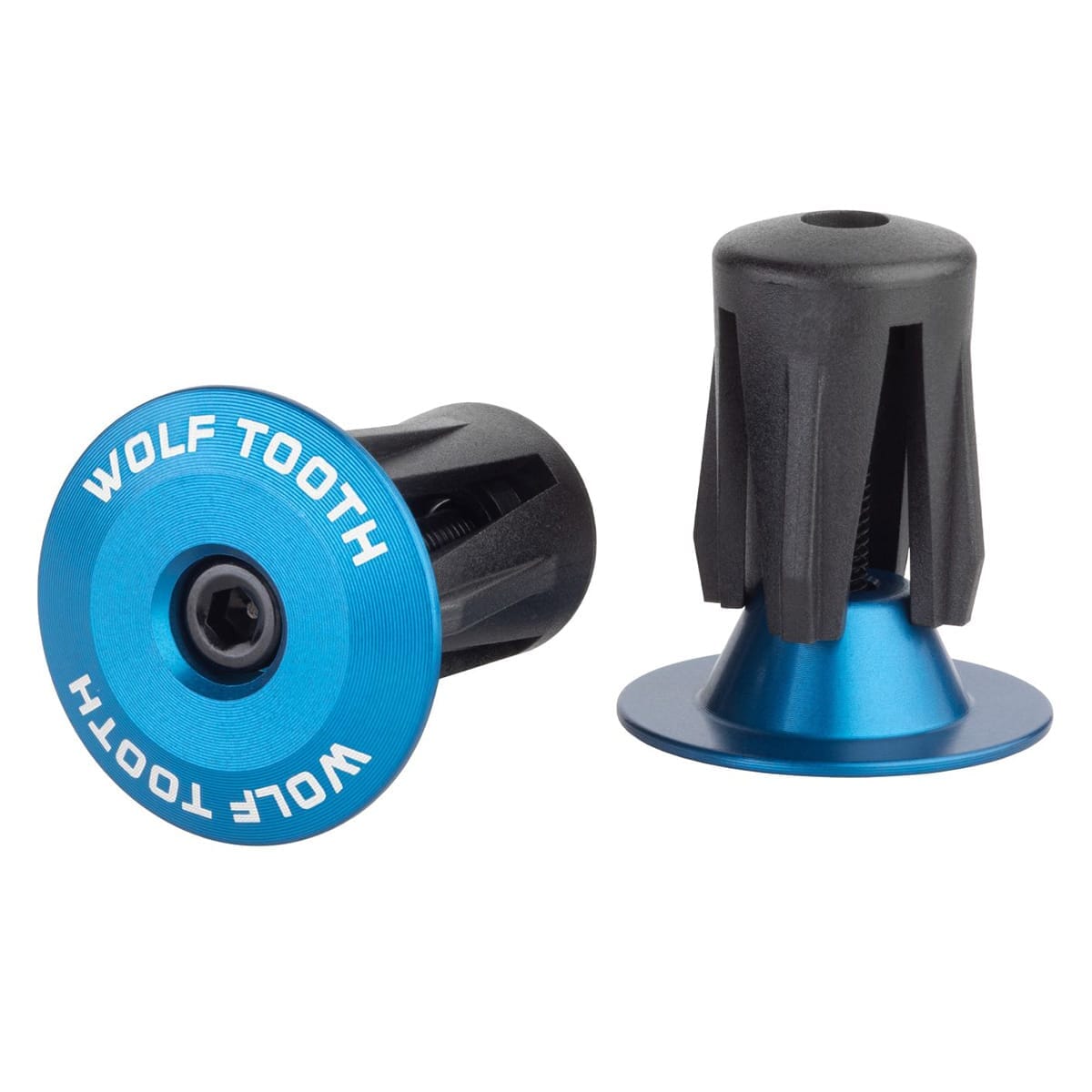Par Styrstoppar WOLF TOOTH Anodiserad Aluminium Blå