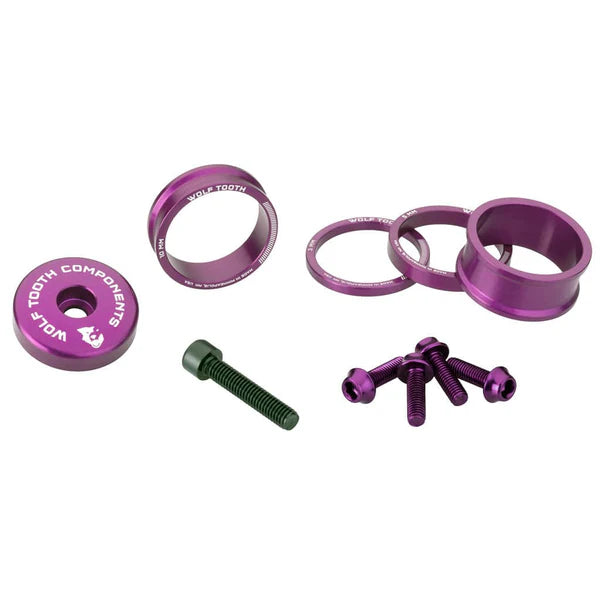 Kit Entretoises. Capot de Potence et Vis WOLFTOOTH BLING KIT Ultraviolet