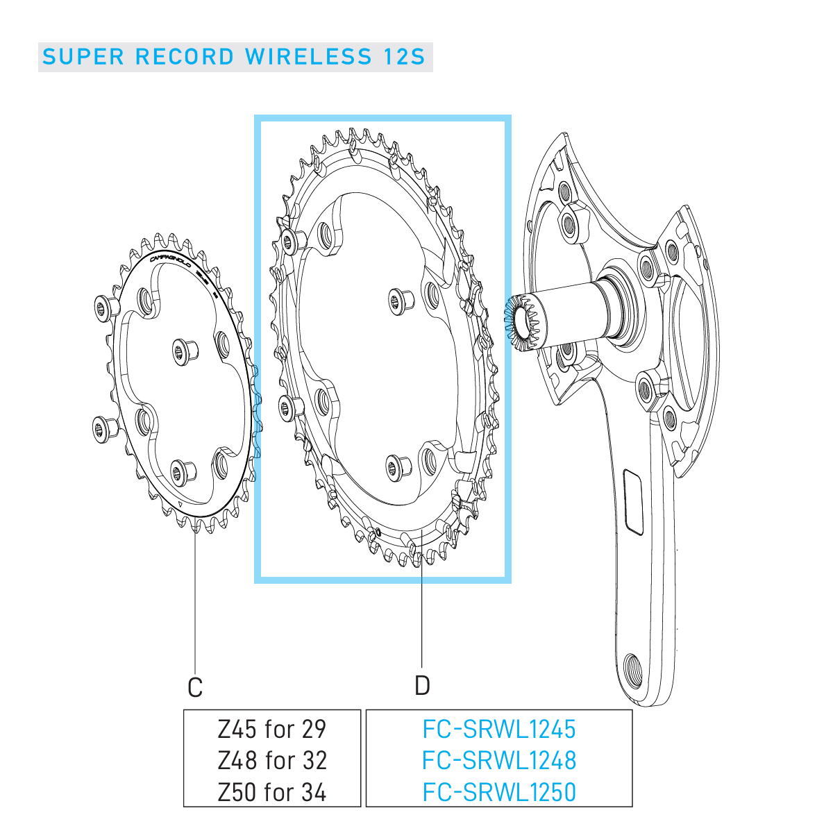 Yttre kedjehjul 12V CAMPAGNOLO SUPER RECORD WRL