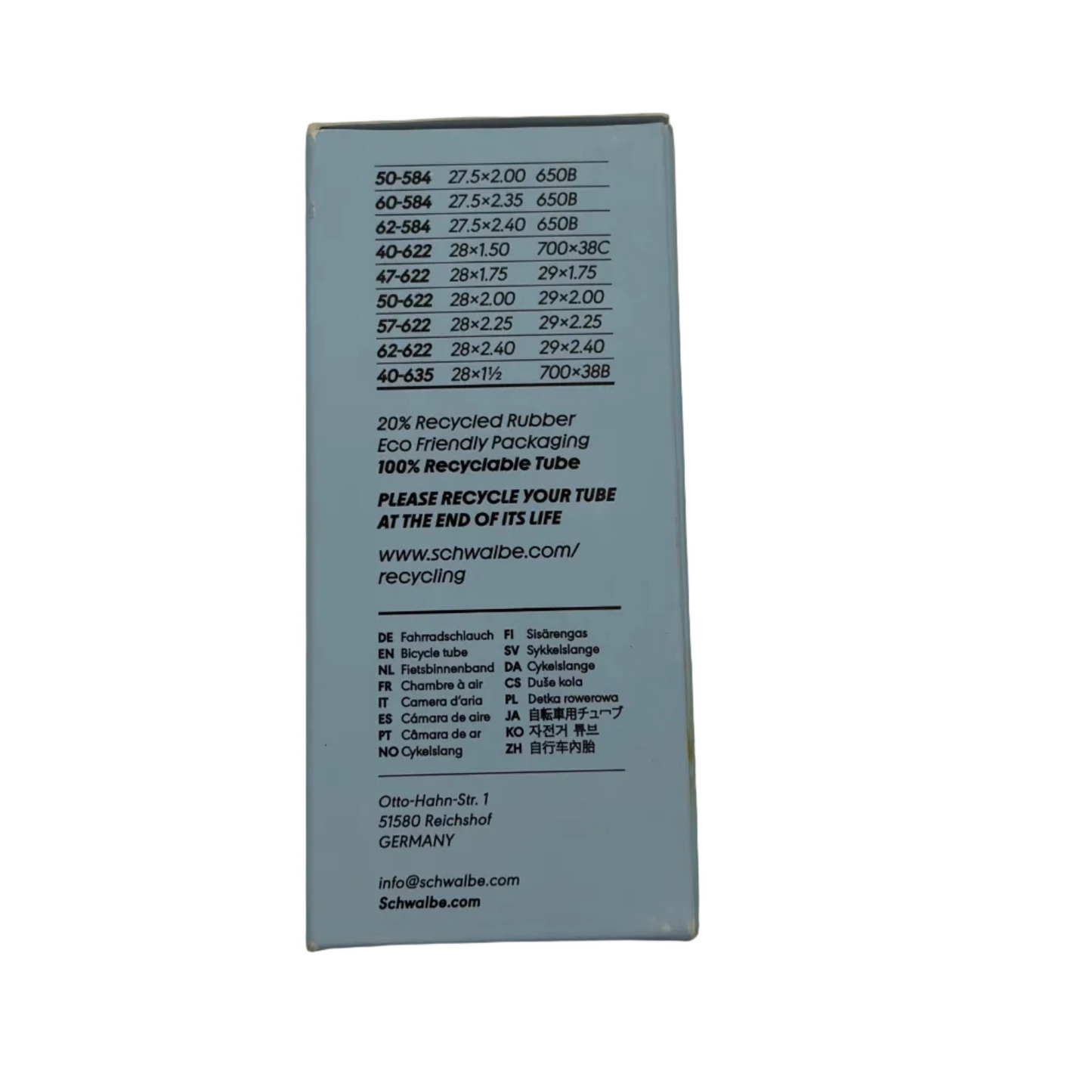 Duše SCHWALBE EXTRA LIGHT SV 19L 27.5x2.0/2.40 - 29x1.75/2.40 Presta 40 mm