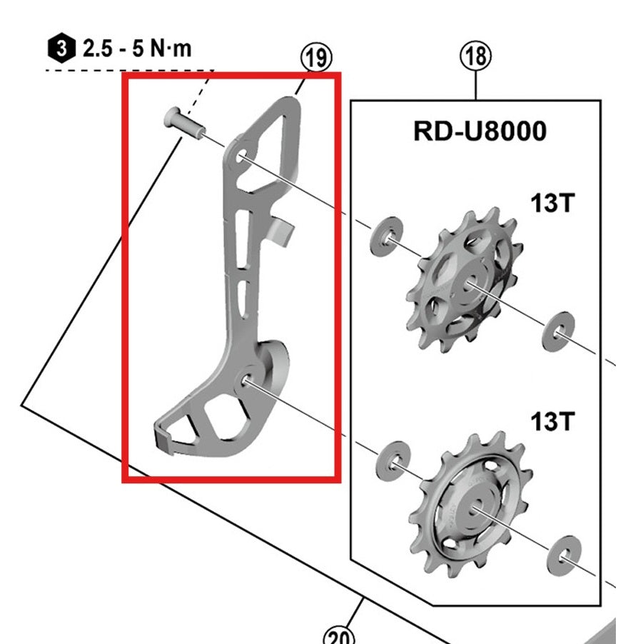Gabbia Deragliatore Posteriore Interna GS SHIMANO RD-U8000/U6000
