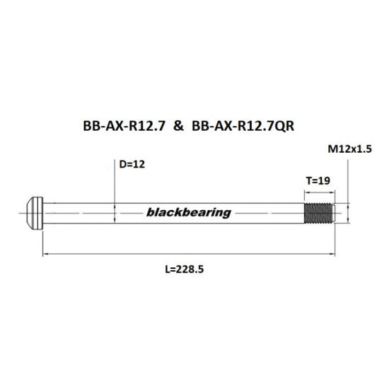 Hinterradachse BLACKBEARING Fatbike (12mm-227-M12x1.5-18mm)