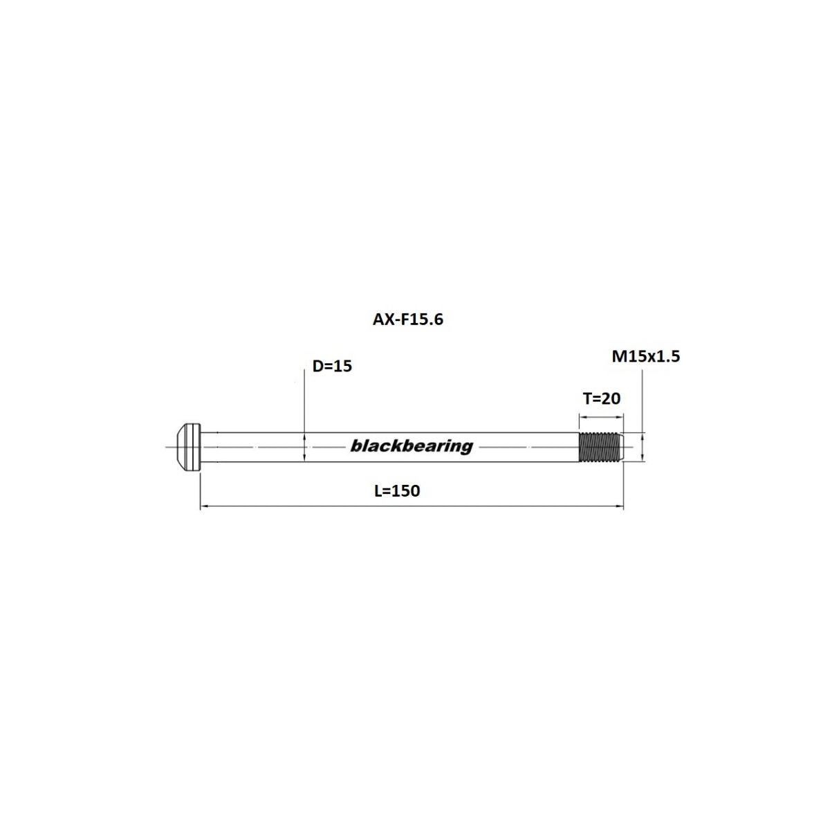 Forhjulsaksel BLACKBEARING 15 mm (15mm-150-m15x1.5-20mm)