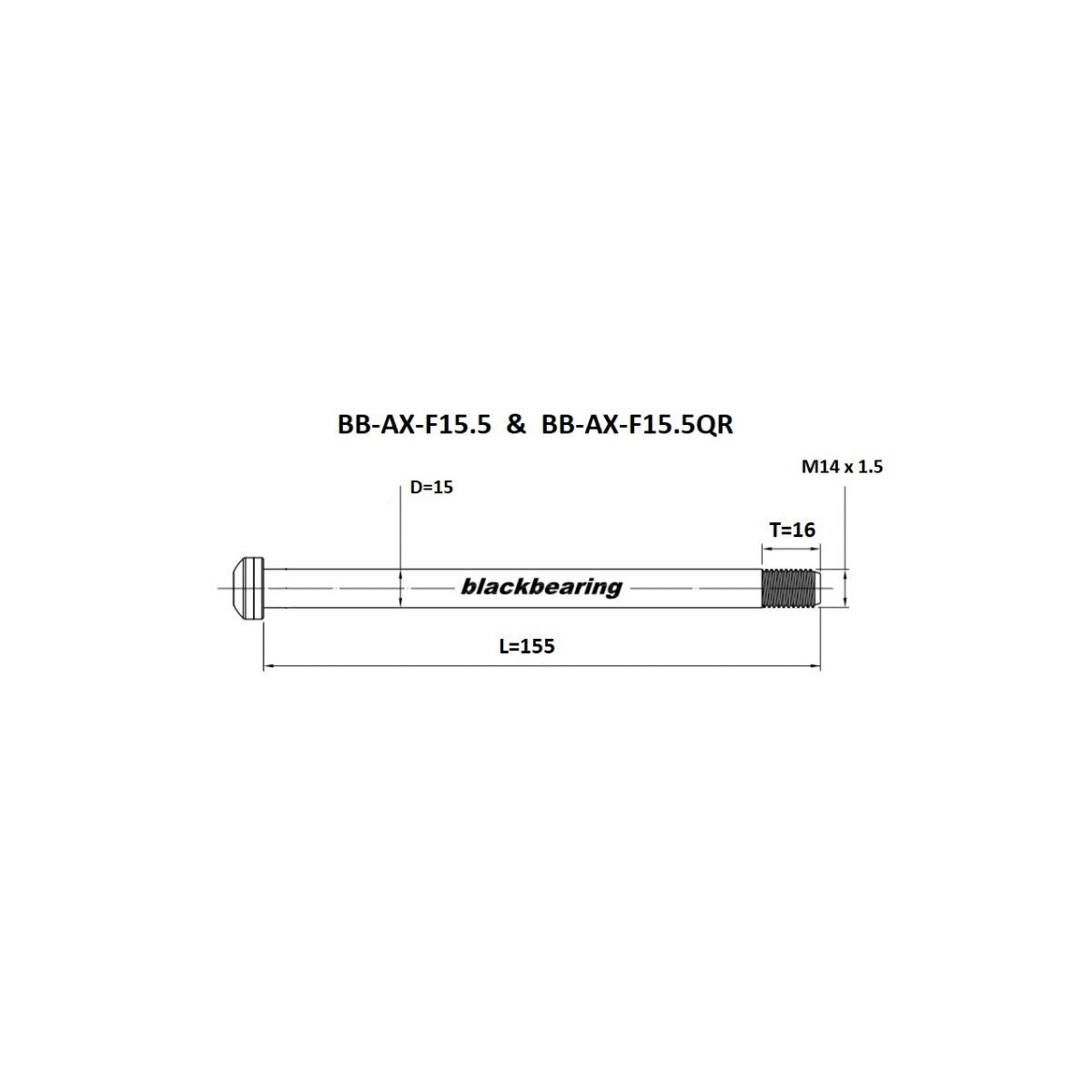 BLACKBEARING forhjulsaksel 15x110 mm Boost (FOX-15mm-155-M15x1.5-16mm)