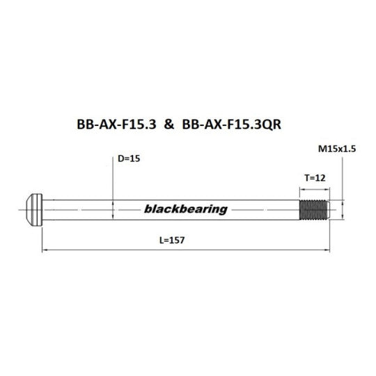 Forhjulsaksel BLACKBEARING 15x110 mm RockShox Boost (M15x1.5-12mm)