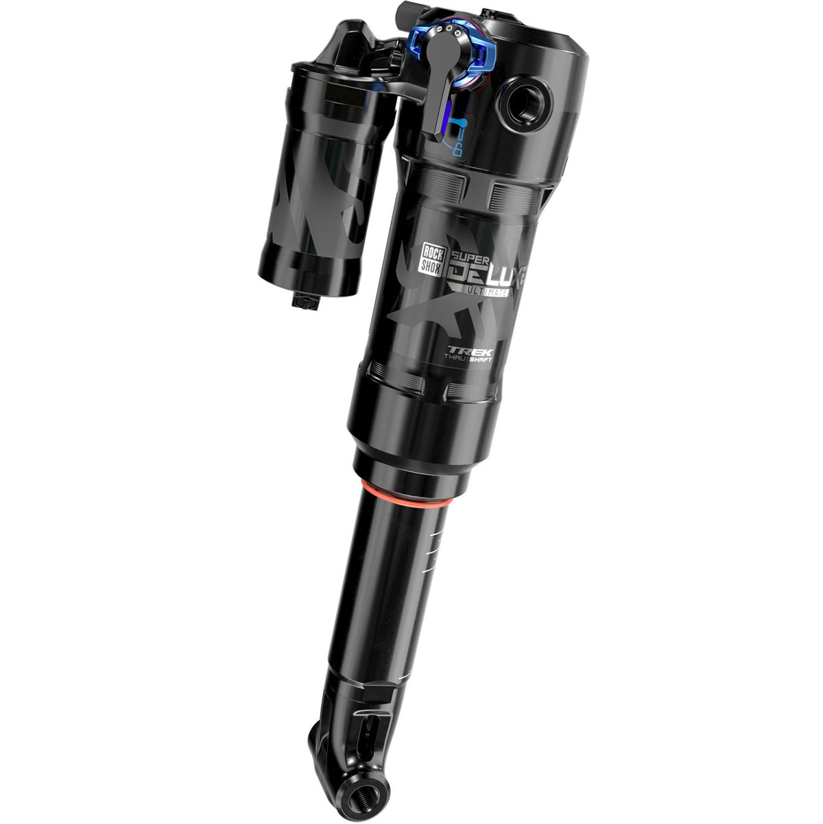 ROCKSHOX SUPER DELUXE THRU SHAFT RCT hátsó lengéscsillapító Trunnion / Yoke rögzítéssel, progresszív Mid Reb / 380 Lockout hangolással Trek kerékpárhoz
