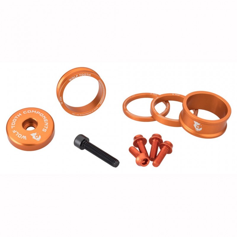 Kit Entretoises. Capot de Potence et Vis WOLFTOOTH BLING KIT Orange