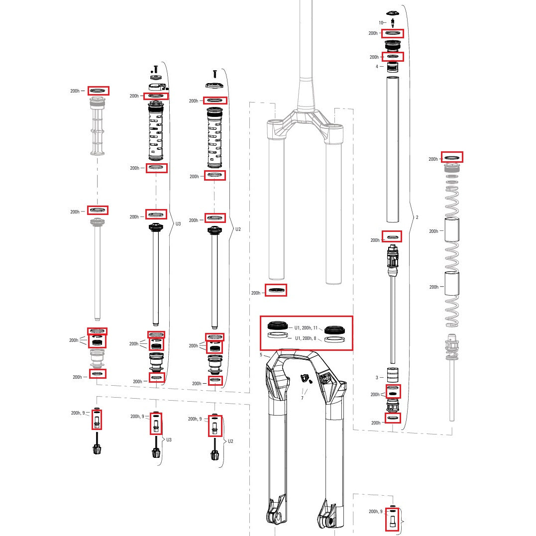 Vedligeholdelses Kit 200 t/År ROCKSHOX PSYLO Silver (2025+) Generation A