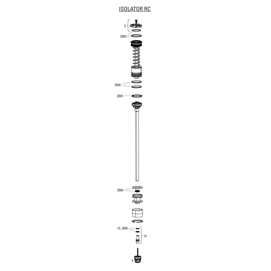 Kit Piston Upgrade Isolator RC 3 Positions pour Fourche ROCKSHOX DOMAIN 38MM C1+ (2025+)