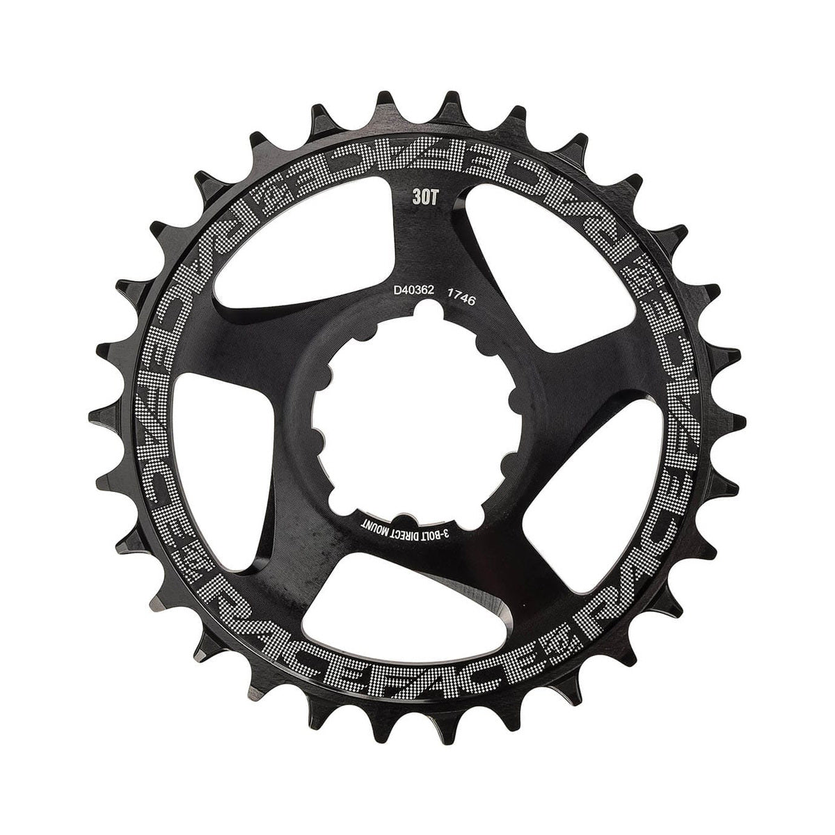 RACE FACE NARROW WIDE 9/10/11/12-speed single chainring, Boost direct mount, SRAM-compatible, black — chainring on a white background