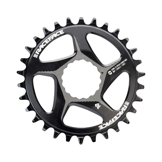 RACE FACE -eturatas, 1x12-vaihteinen, Direct Mount, SHIMANO-yhteensopiva, musta — eturatas valkoisella taustalla