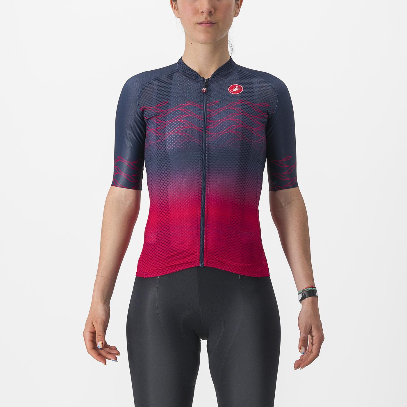 Cykeltrøja CASTELLI CLIMBER'S 2.0 W Dam Kortärmad Marinblå/Rosa