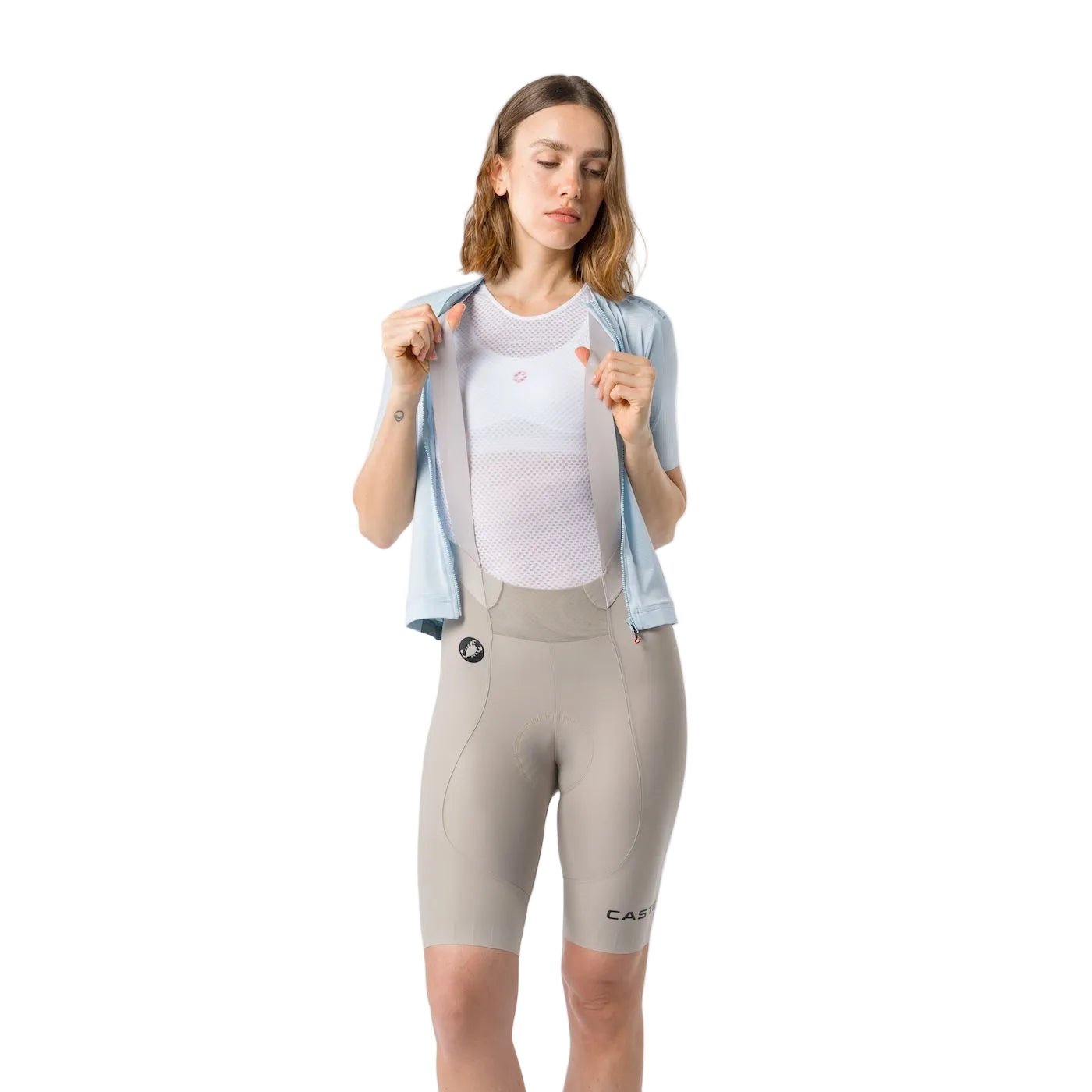Culote Corto con Tirantes CASTELLI ESPRESSO 2 W DT Mujer Gris Clay