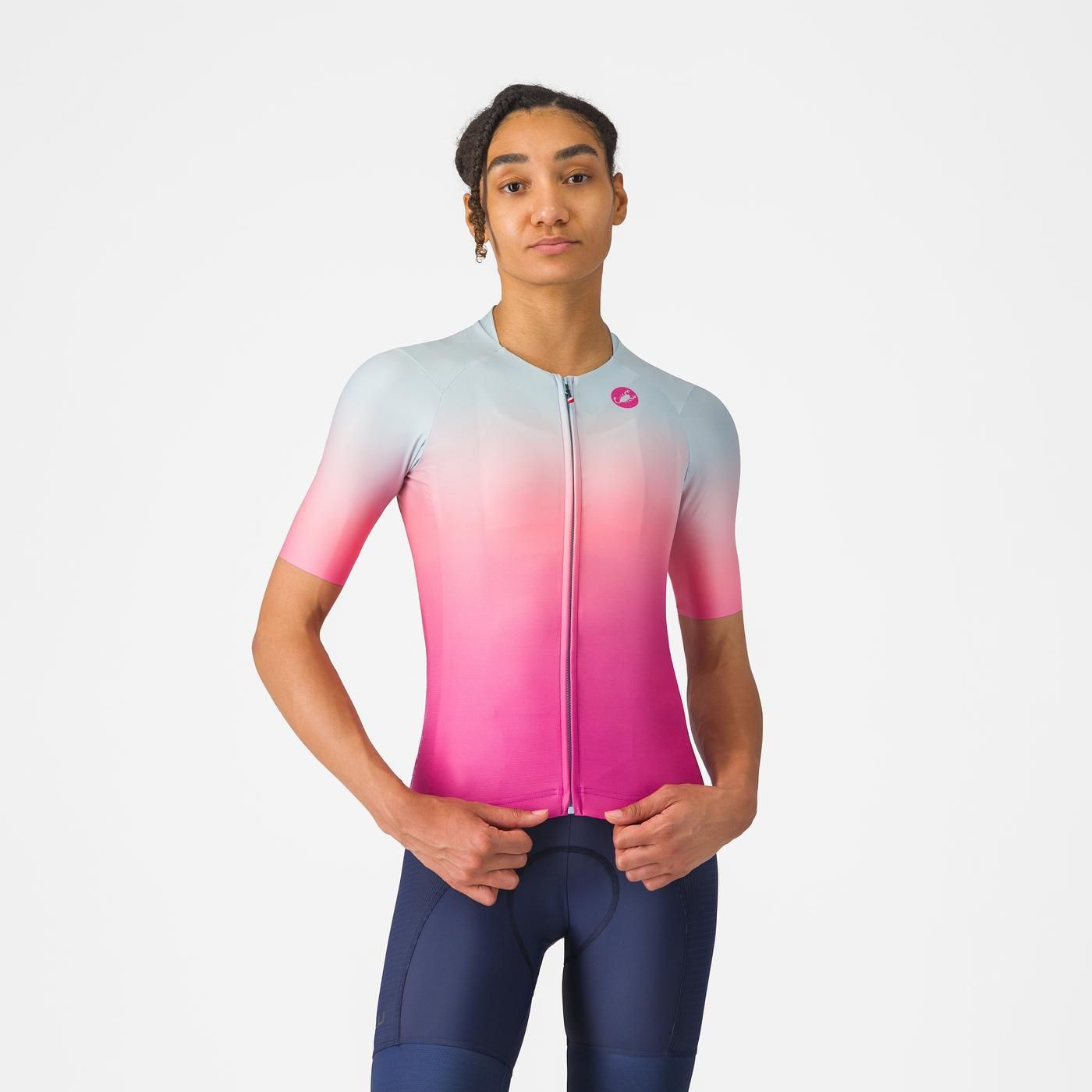 Trikot CASTELLI UPF Damen Kurzarm Rosa