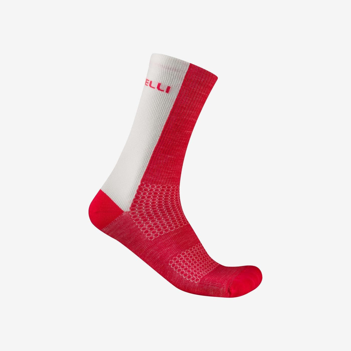CASTELLI LOGO 18 MERINO-strumpor röda/vita
