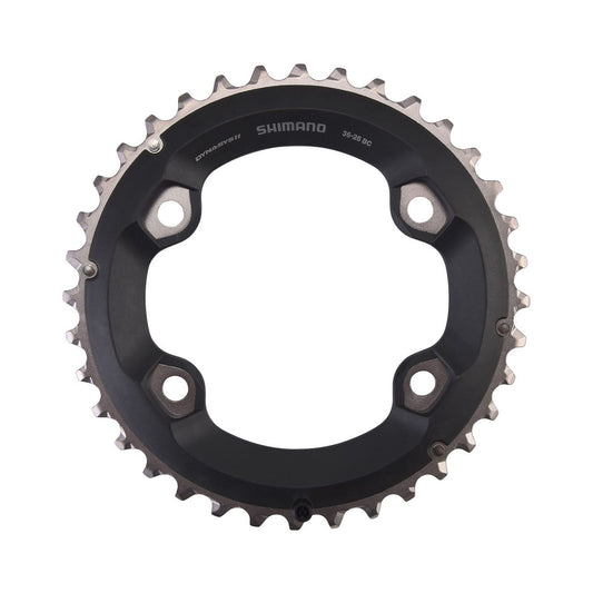 SHIMANO SLX M7000 -kaksirattaisen 11-vaihteisen kampisarjan ulompi eturatas, 4 pultin kiinnitys, 96 mm — eturatas valkoista taustaa vasten