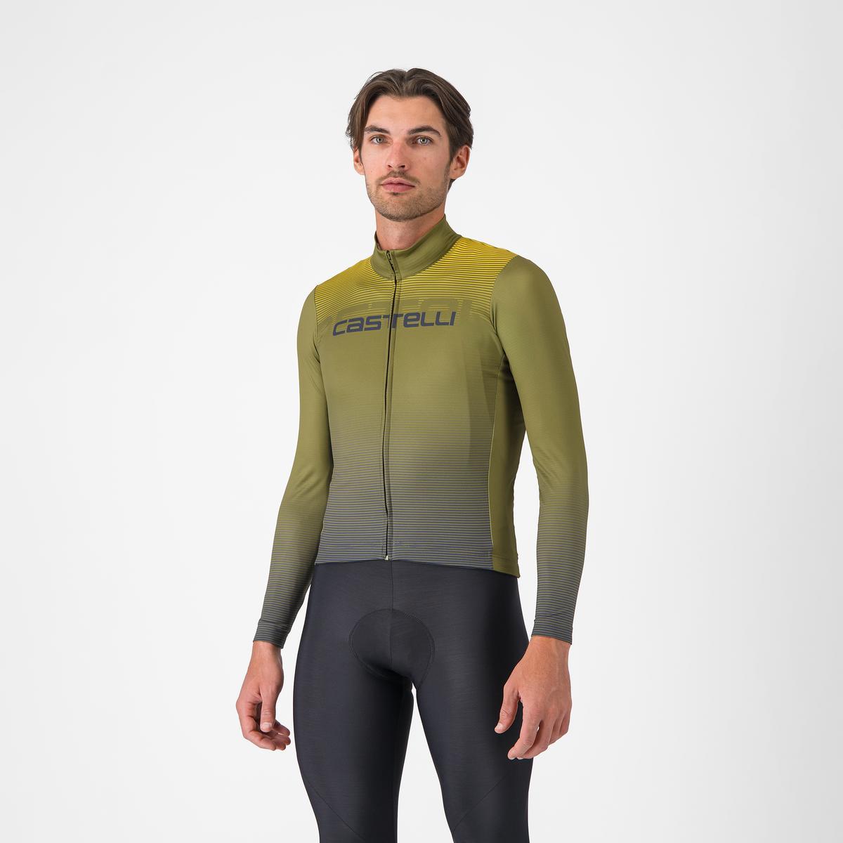 Trikot CASTELLLI APICE THERMAL Lange Ärmel Blau/Mango Mojito
