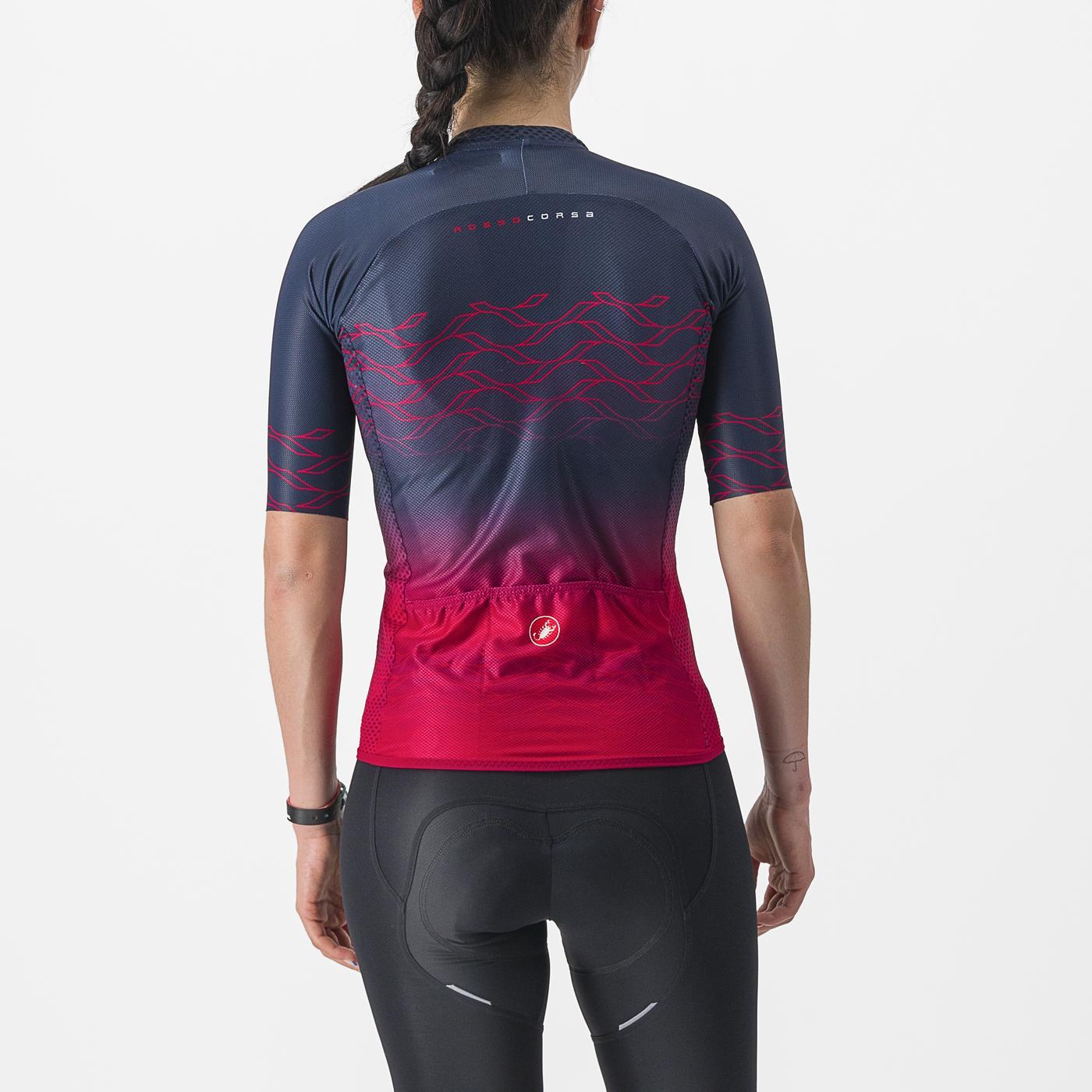 Cykeltrøja CASTELLI CLIMBER'S 2.0 W Dam Kortärmad Marinblå/Rosa