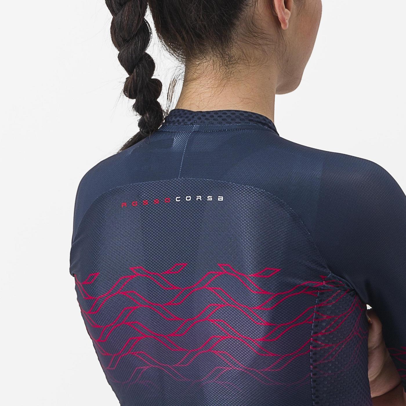 Cykeltrøja CASTELLI CLIMBER'S 2.0 W Dam Kortärmad Marinblå/Rosa
