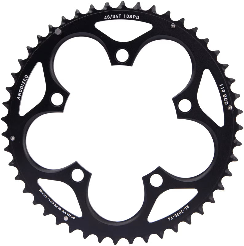 SRAM Road 110 BCD GXP L-PIN 10-speed buitenblad van zwart aluminium