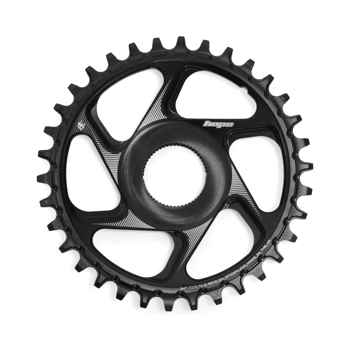 Jednoprevodníkový prevodník HOPE R22 pre 9/10/11/12-rýchlostné pohony, priama montáž, elektrobicykle SHIMANO, čierny — pohľad na prevodník na bielom pozadí