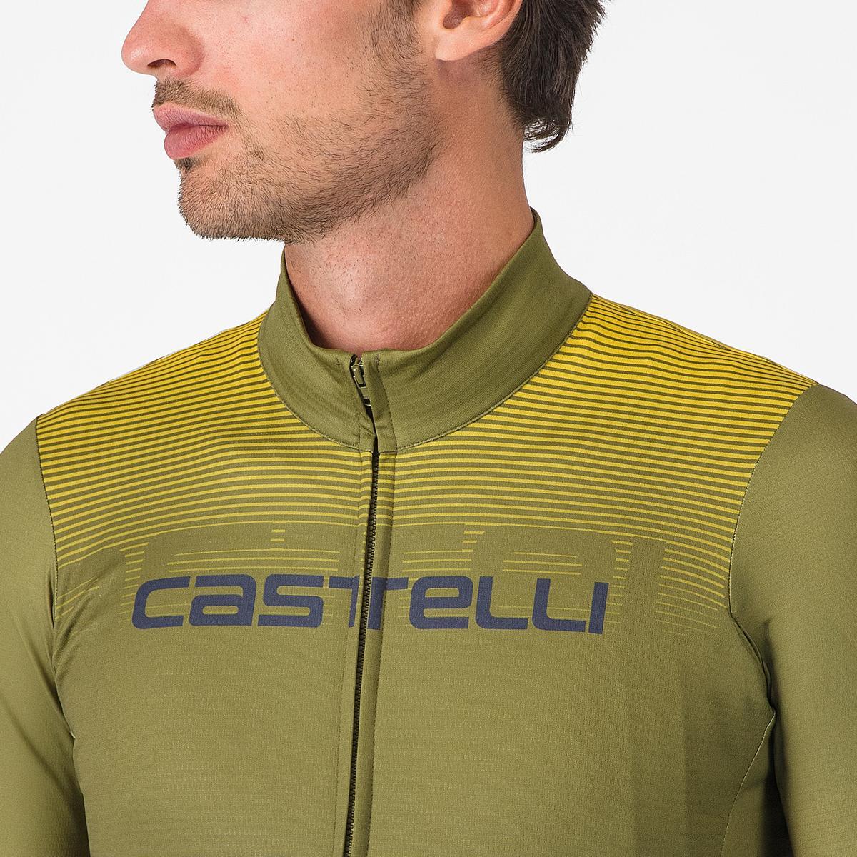Trikot CASTELLLI APICE THERMAL Lange Ärmel Blau/Mango Mojito