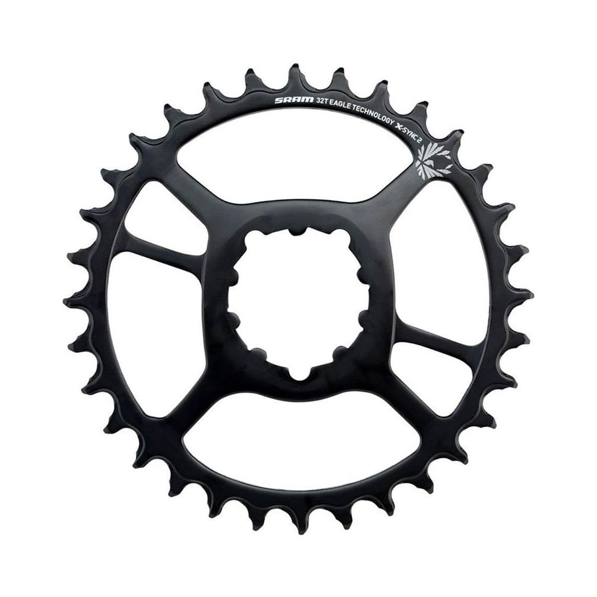 Black steel SRAM EAGLE X-SYNC 2 BOOST single chainring, 11/12-speed, direct mount, 3 mm offset — chainring on a white background