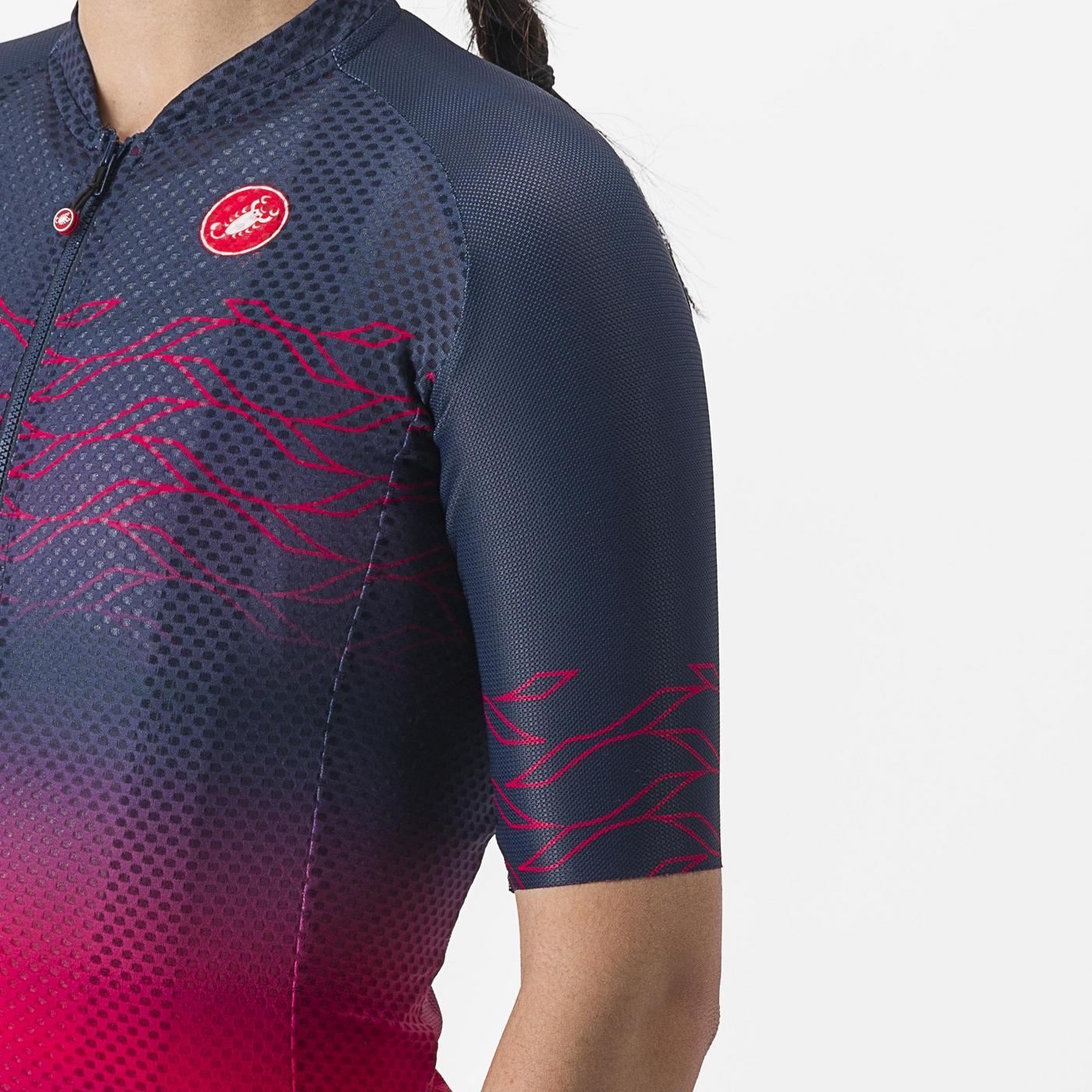 Cykeltrøja CASTELLI CLIMBER'S 2.0 W Dam Kortärmad Marinblå/Rosa