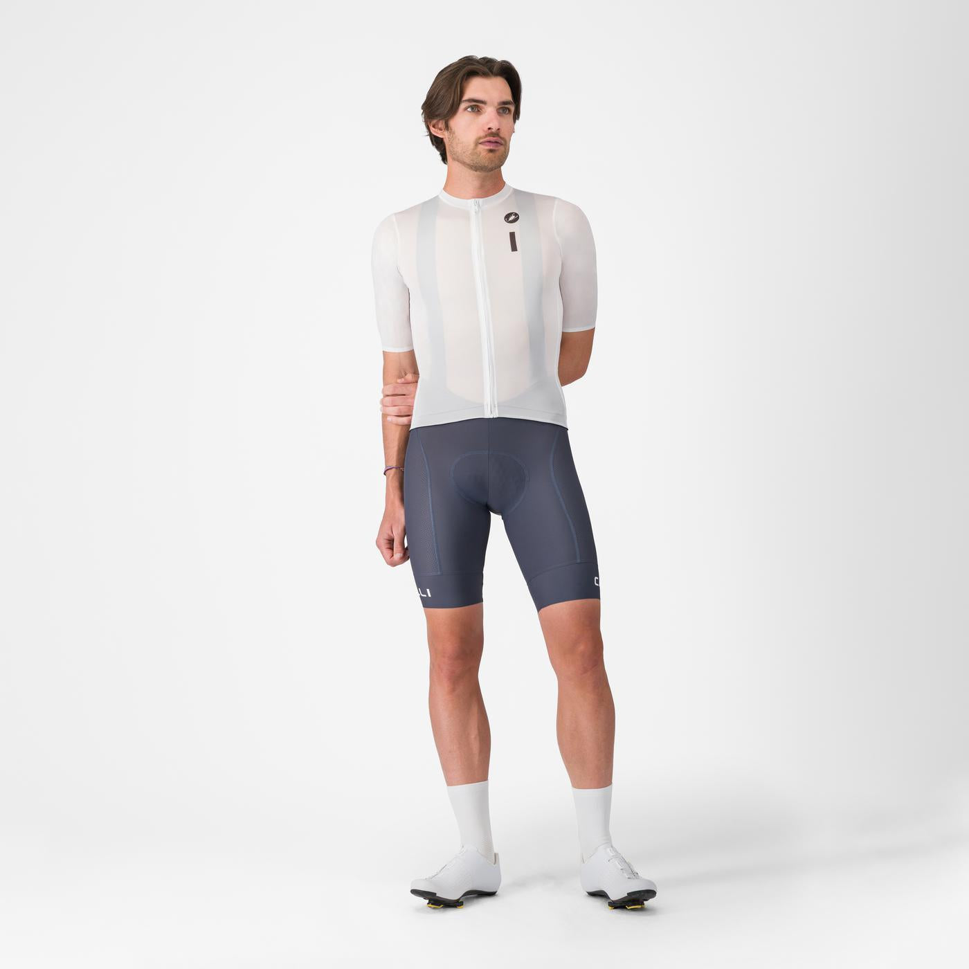 Maillot CASTELLI DRITTONE LOGO Mangas Cortas Blanco