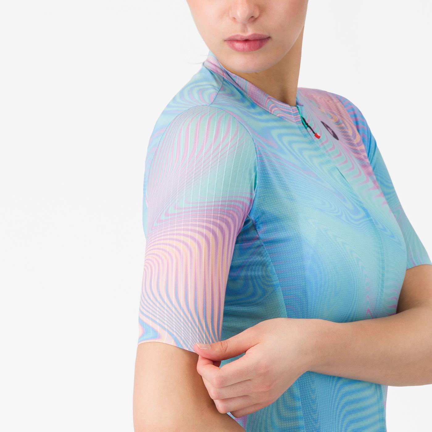 CASTELLI COSMIC VORTEX Dame Kortærmet Trøje Blå/Pink