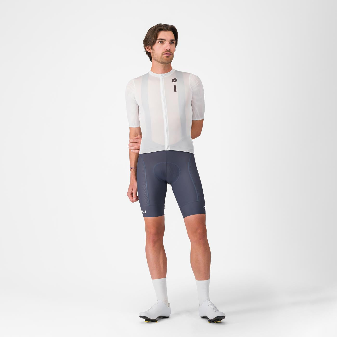 Maillot CASTELLI DRITTONE LOGO Mangas Cortas Blanco