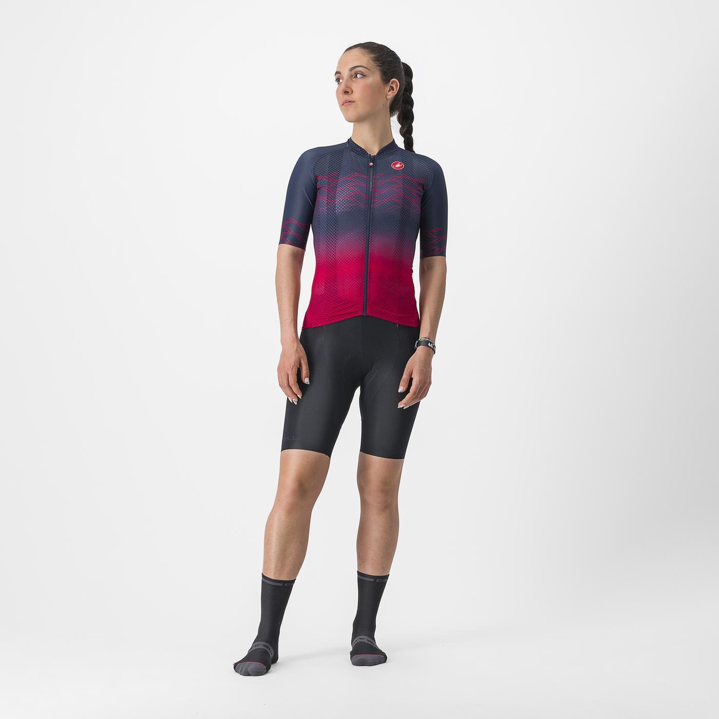 Cykeltrøja CASTELLI CLIMBER'S 2.0 W Dam Kortärmad Marinblå/Rosa