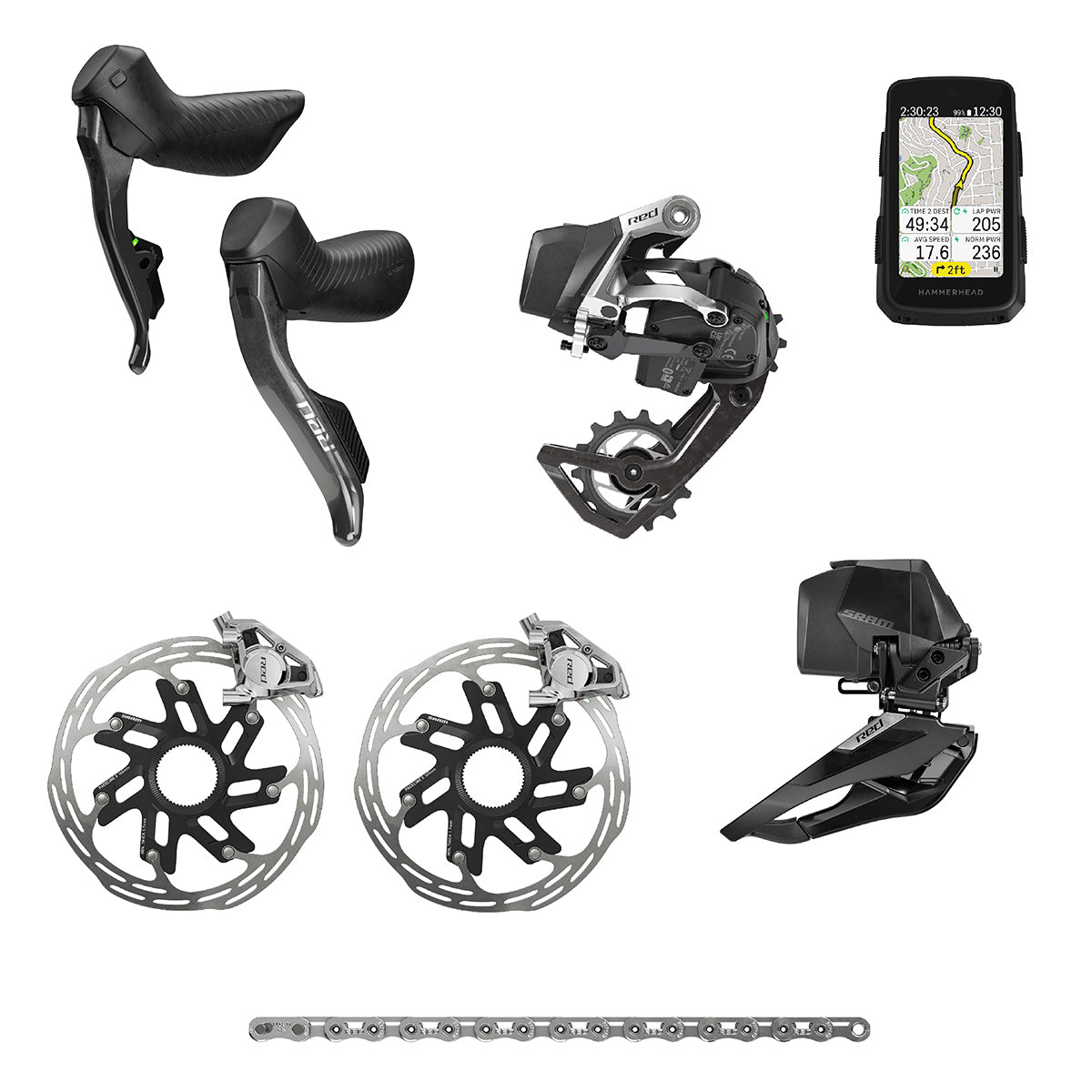 Mini Gruppo SRAM RED AXS E1 2X HAMMERHEAD KAROO