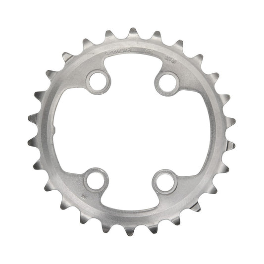 SHIMANO XTR M9000/M9020 -sisäeturatas, 11-vaihteinen, kaksirattaiseen kampisarjaan, nelipulttikiinnitys, 64 mm — eturatas valkoisella taustalla