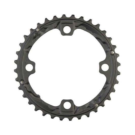 SHIMANO XT T781/T670 -keskieturatas, 10-vaihteinen, 4 kiinnitysreikää, 104 mm — eturatas valkoisella taustalla