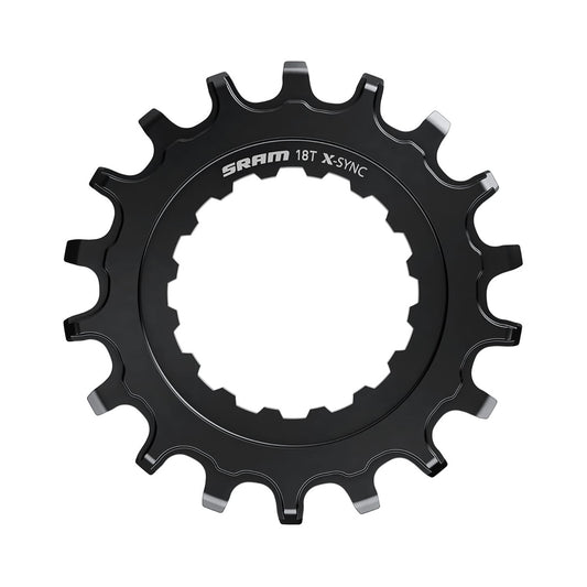 Sähkömaastopyörän SRAM EX1 X-SYNC -yksittäiseturatas, musta — eturatas valkoisella taustalla