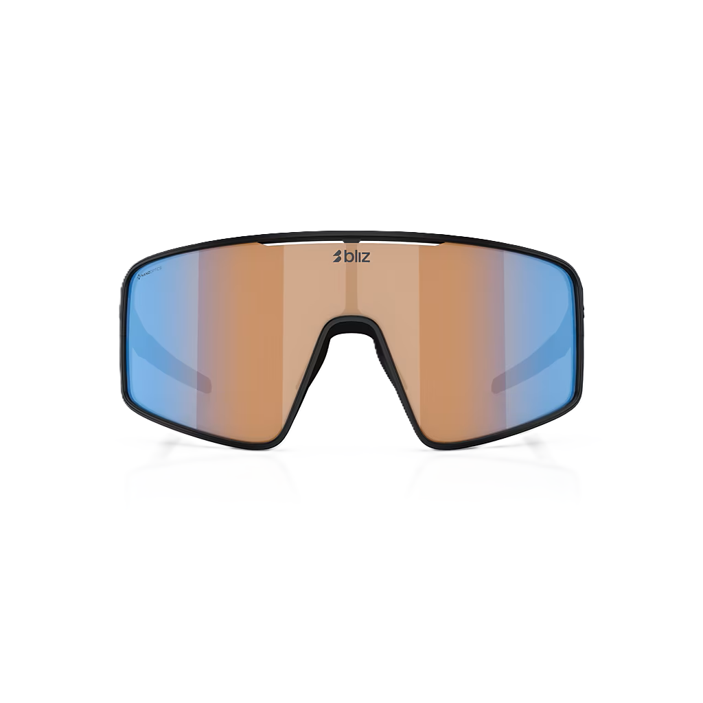 Occhiali BLIZ P001 Nero Opaco Schermo Coral/Arancione Blu Iridium