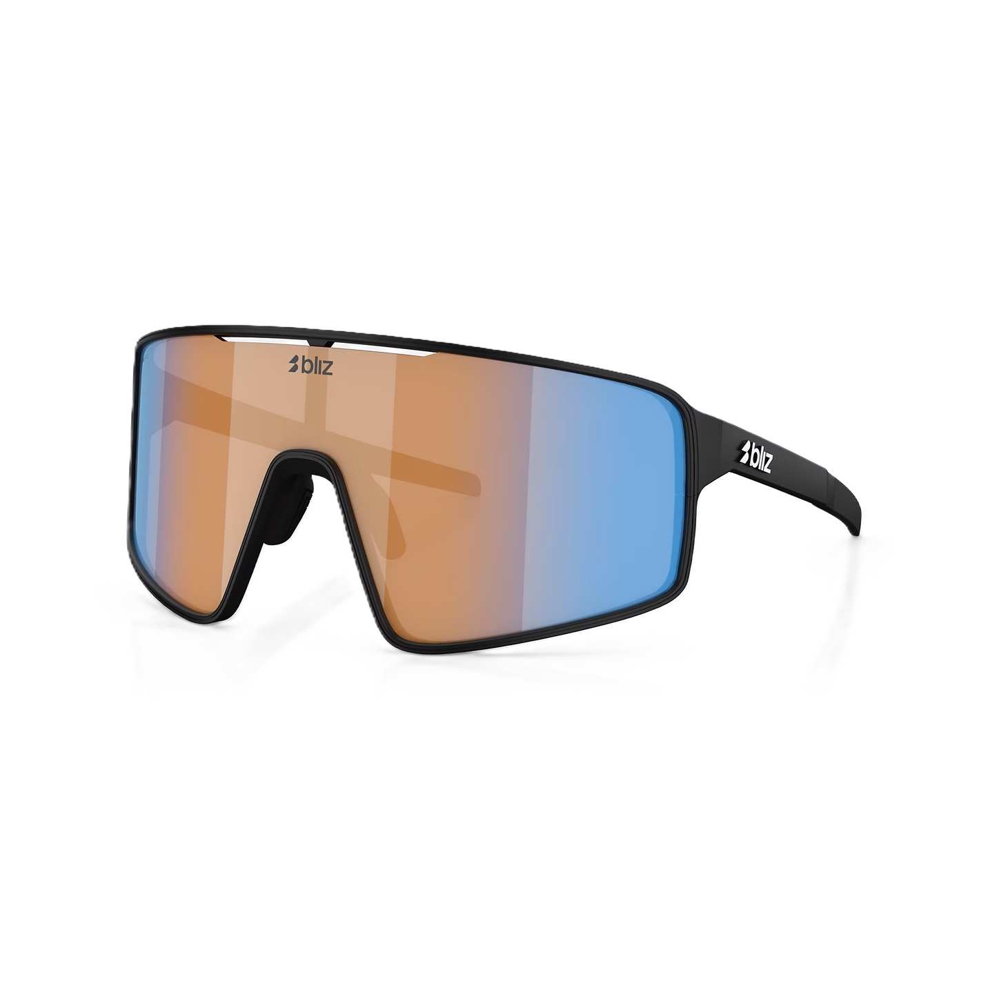 Occhiali BLIZ P001 Nero Opaco Schermo Coral/Arancione Blu Iridium