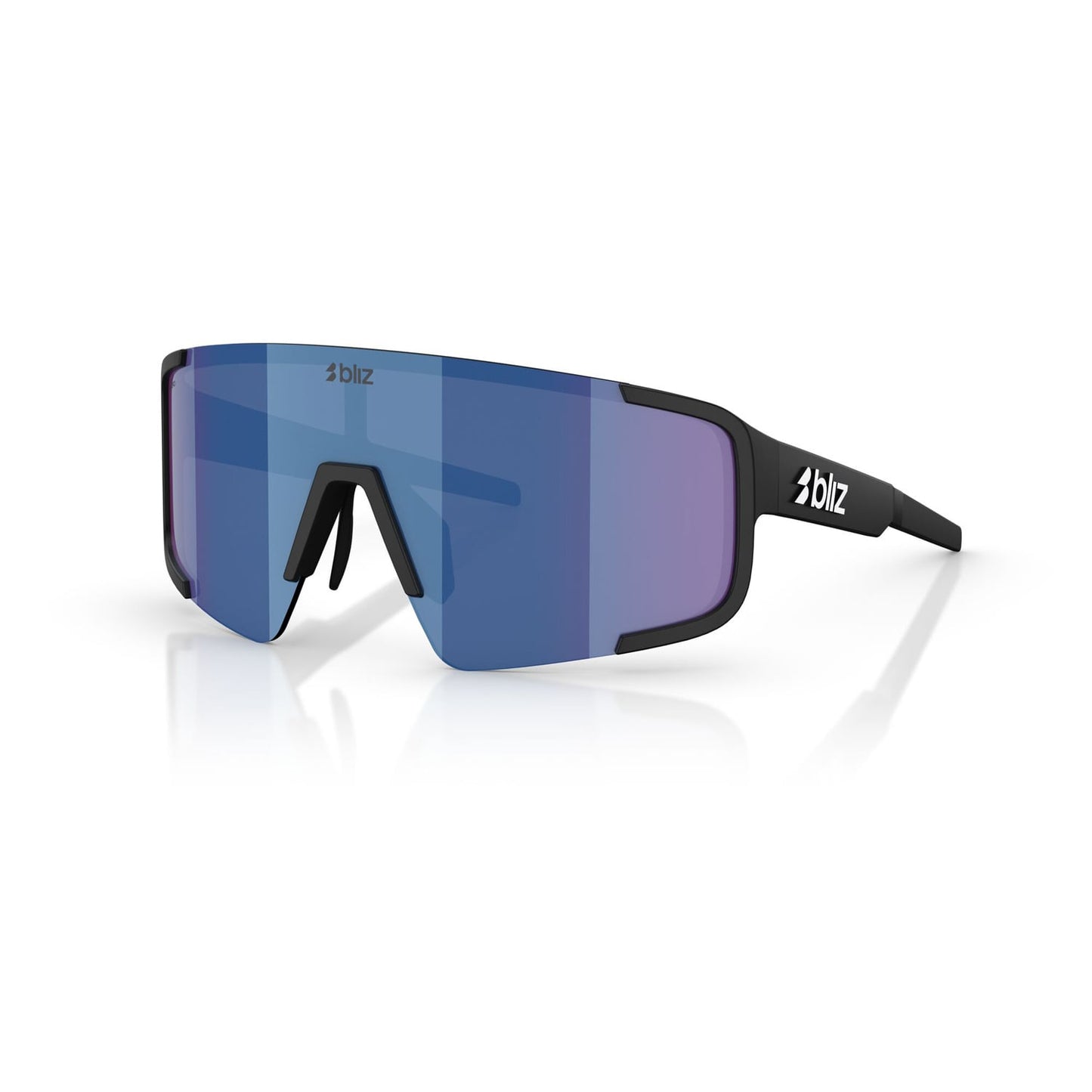 Briller BLIZ P003 Sort Mat Glas Blue Mirror